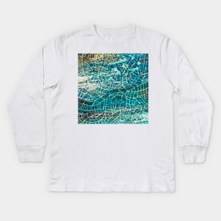 Mosaic Madness - Paint Pour Art - Unique and Vibrant Modern Home Decor for enhancing the living room, bedroom, dorm room, office or interior. Digitally manipulated acrylic painting. Kids Long Sleeve T-Shirt